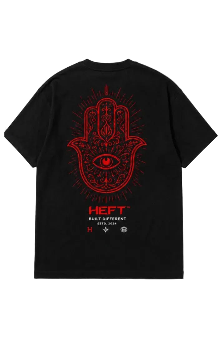 HEFT Hamsa Oversized Graphic T-Shirt Black Red | Premium Streetwear Tee
